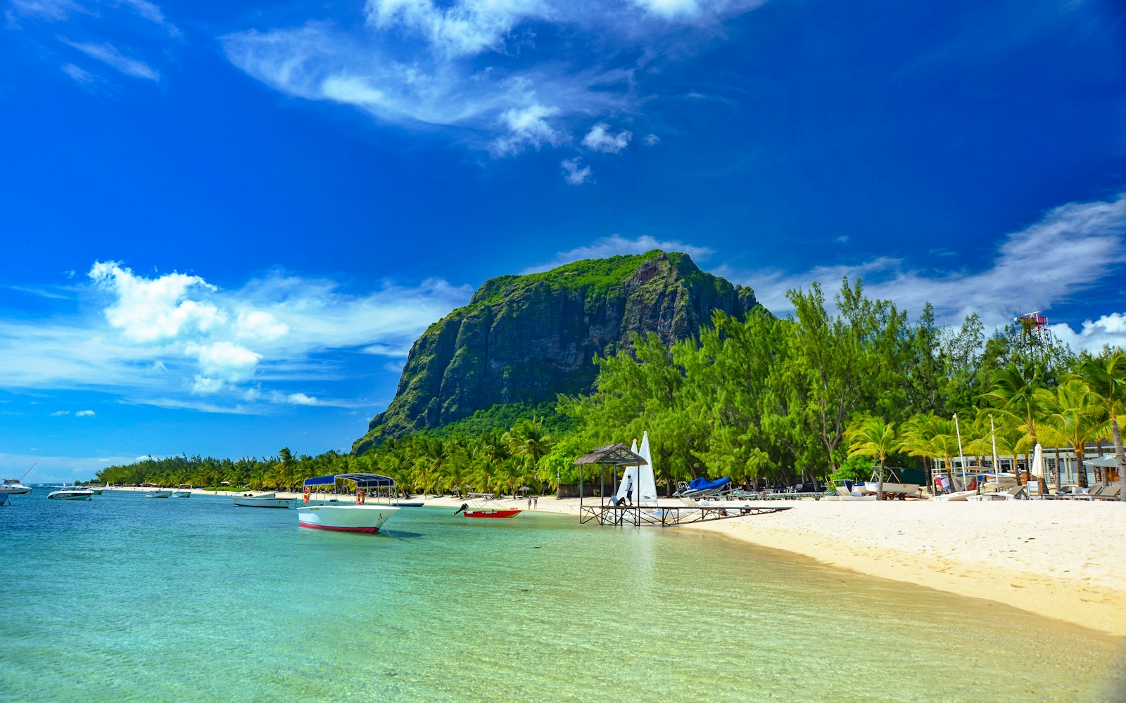 Mauritius beach and mountain landscape